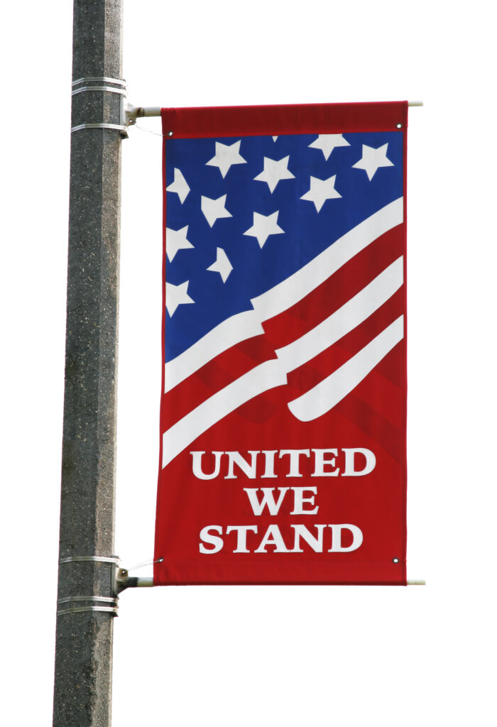 Back-lit,American,Flag,Banner,Isolated