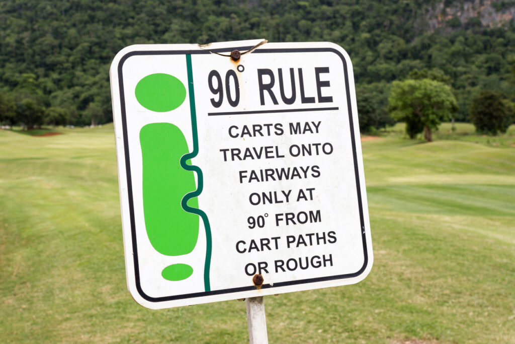 The sign of golf rule in golf course Thailand