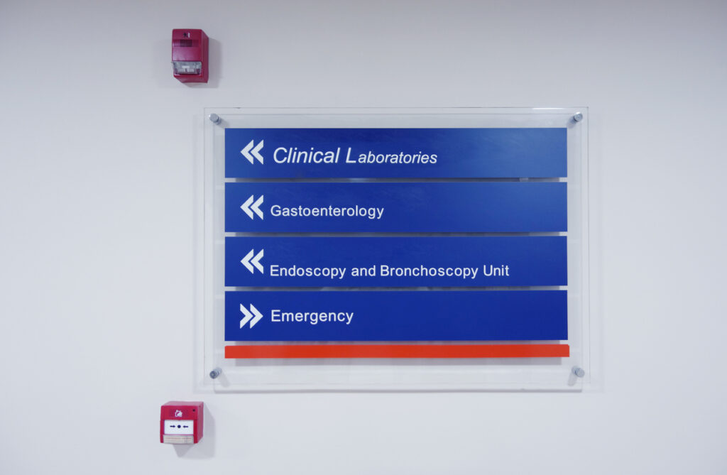 Sign in a hospital