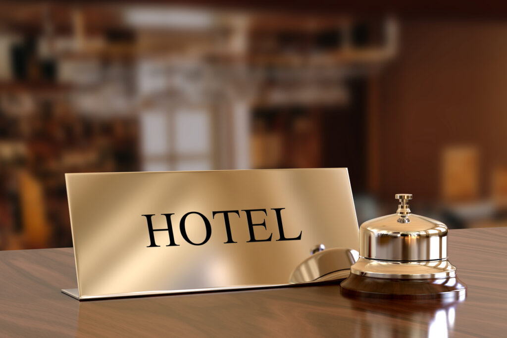Service bell on hotel reception desk