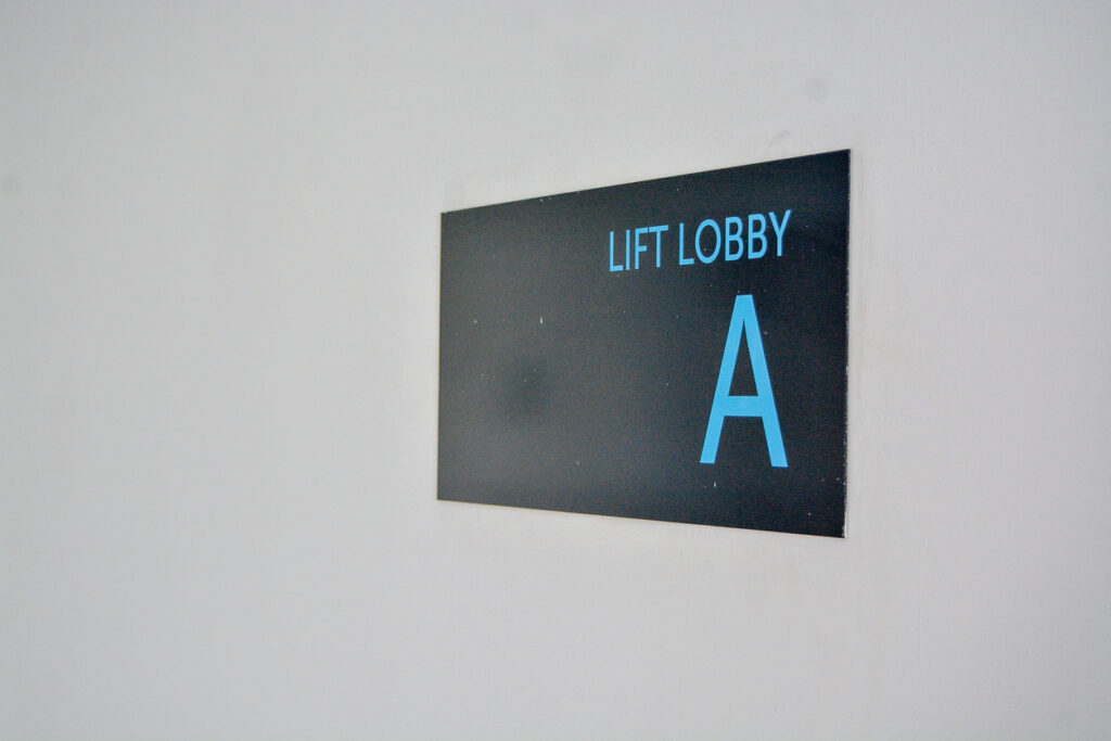 The sign indicates the location of Lift Lobby A.