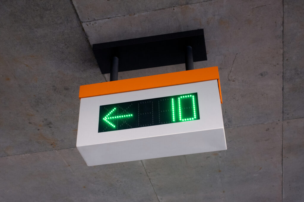 Parking Space Availability Sign in Concrete Parking Structure